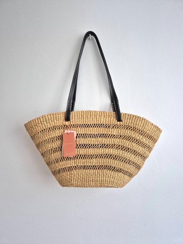 Sac cabas raphia cuir - et,